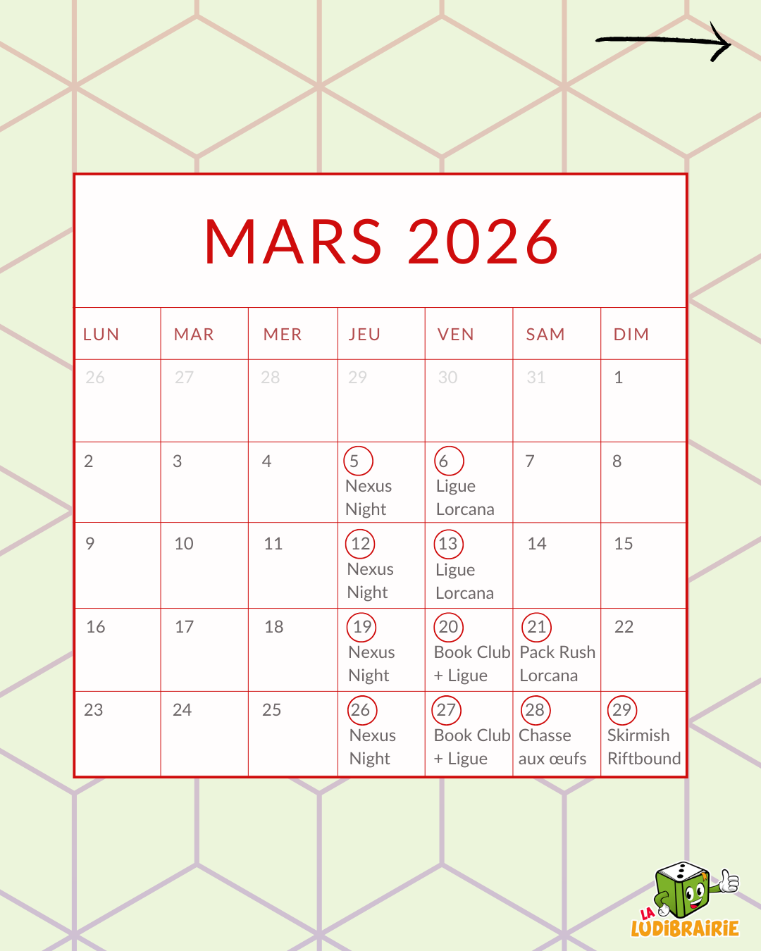 Planning d'animations mars 2026