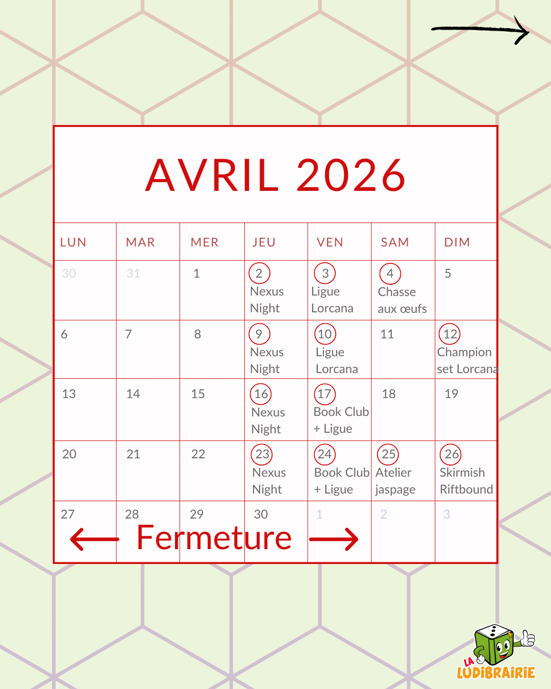 Planning d'animations avril 2026